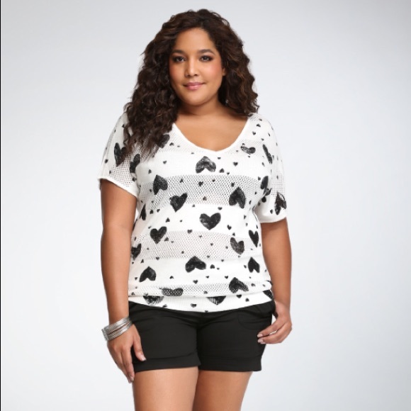 torrid Tops - Torrid Heart Print Open Knit Dolman Top size 2=2x